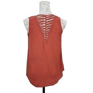 See U Soon Burnt Orange Tank with Back Cut Out Design. Medium